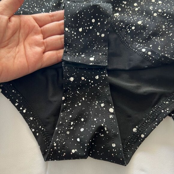 Women’s Plus Size 1XL Black Bodysuit Silver Accent Dotted One Piece - Picture 8 of 10